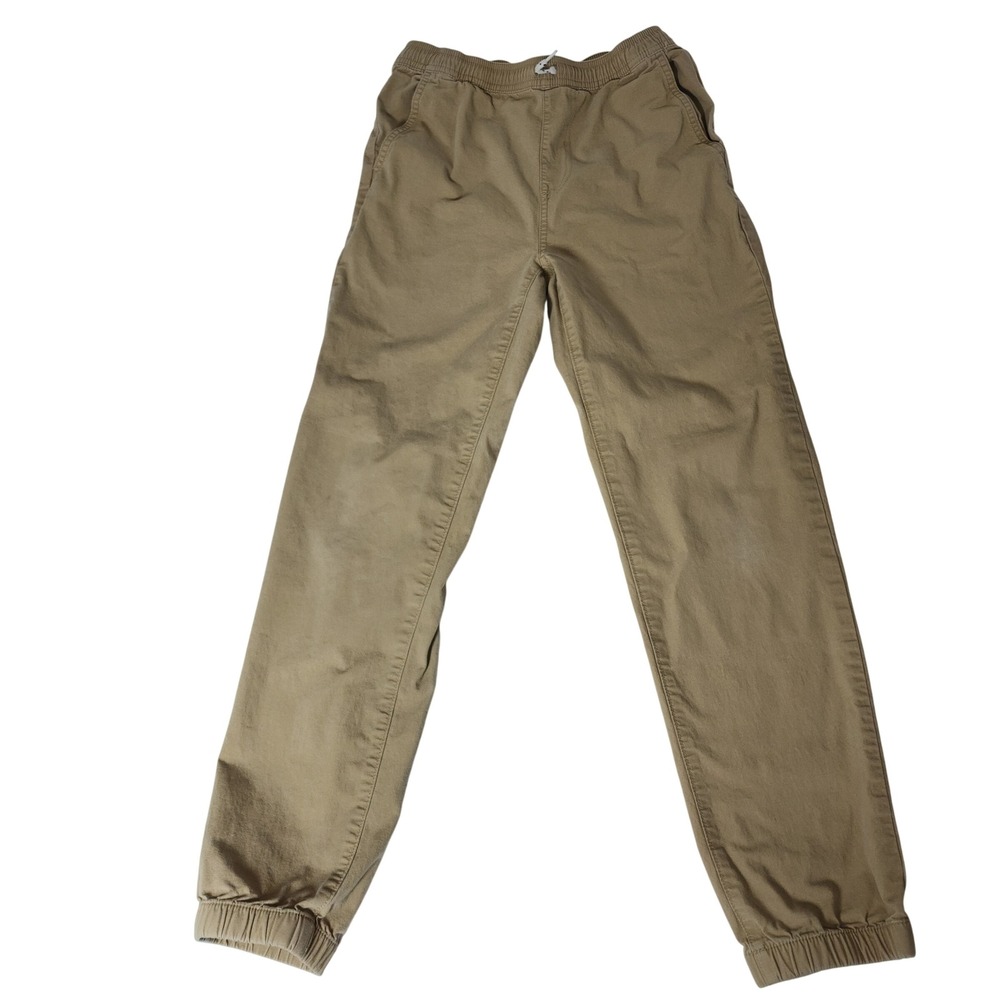 Lands End Boys Tan Khaki Jogger Pants‎ Elastic Waist Size L 14-16